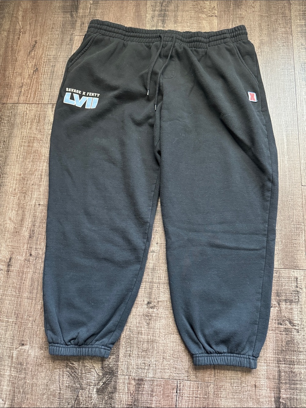 Savage X Fenty Black Unisex Game day Joggers with Light Blue Logo